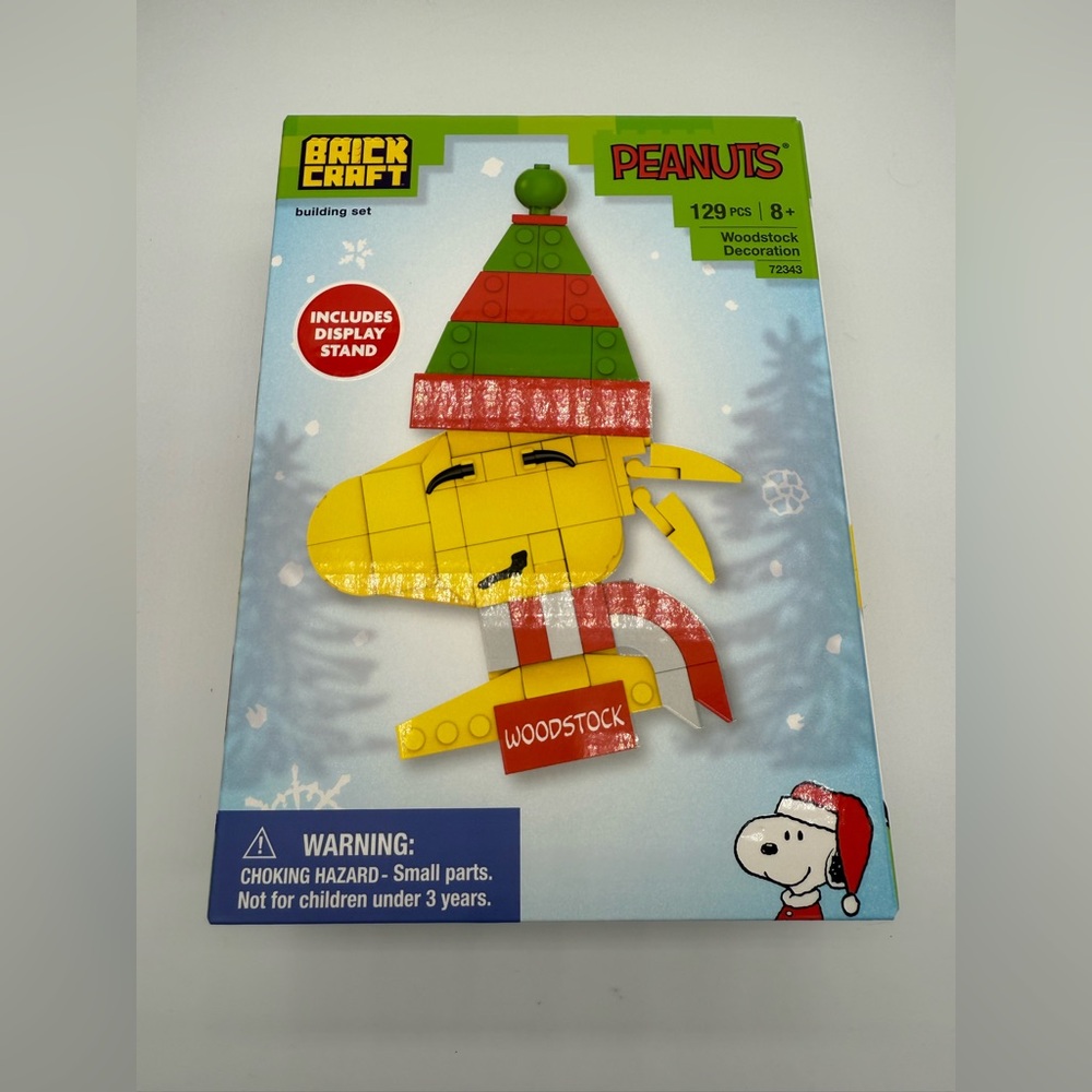 Peanuts Woodstock Christmas 129 Piece Brickcraft Building Set Holiday Ornament